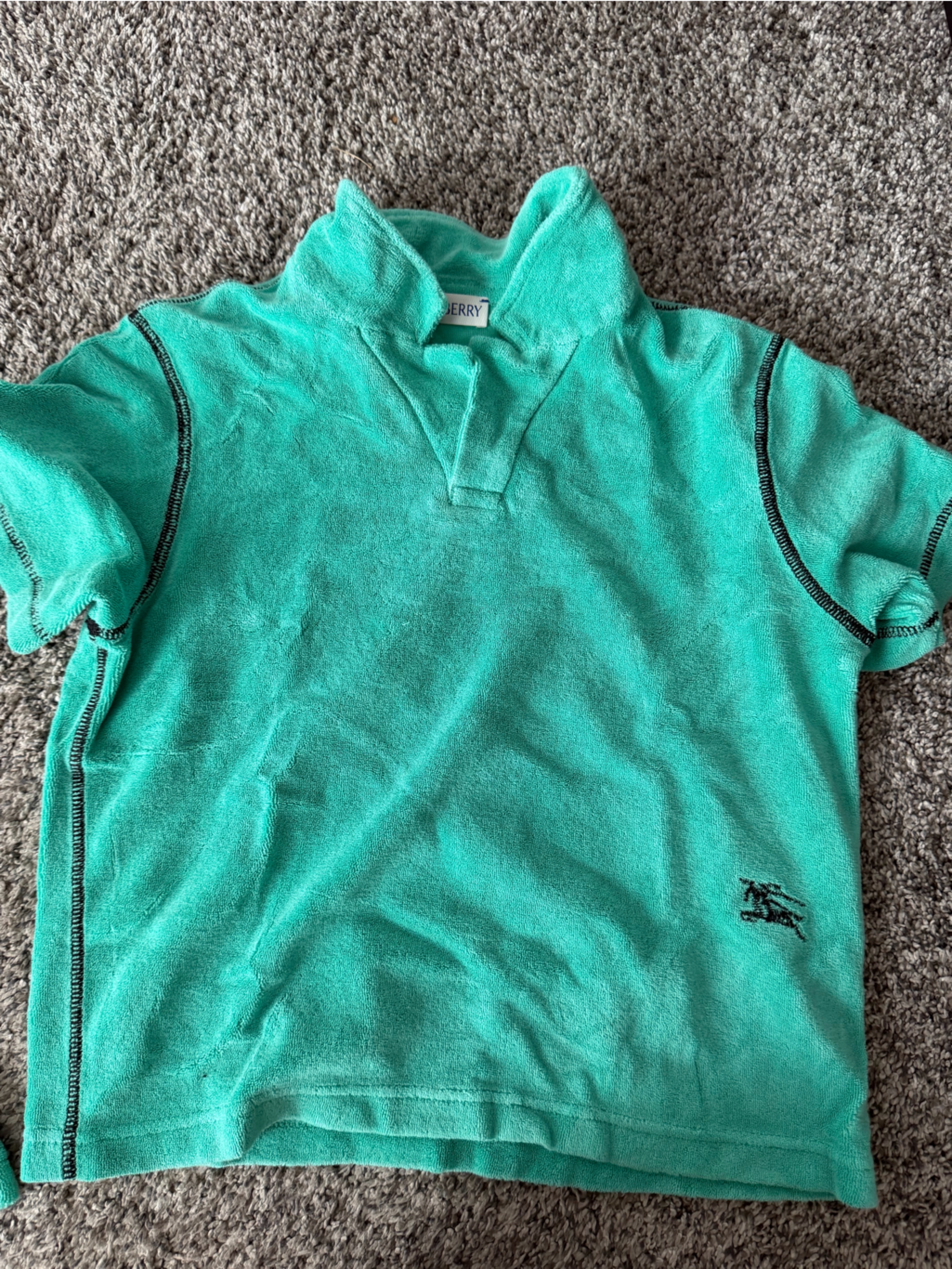 Burberry Teal Terry Cloth Polo